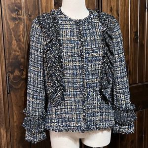 Ann Taylor Blue and White Tweed Blazer chic for Fall!